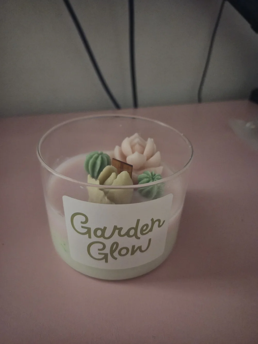 Garden Glow Pink Succulent Decorative Candle